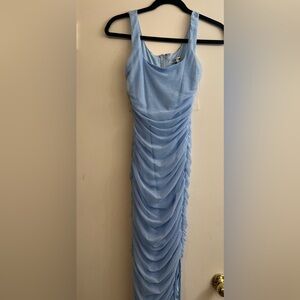 Fashion Nova Powder Blue Side Ruched Maxi Dress